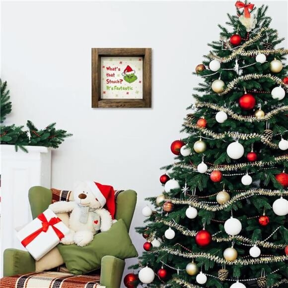 Funny Christmas Wooden Sign, 7x7 Inch Vintage Holiday Tiered Tray Decor - Picture 6 of 8